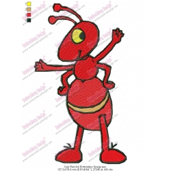 Cute Red Ant Embroidery Design